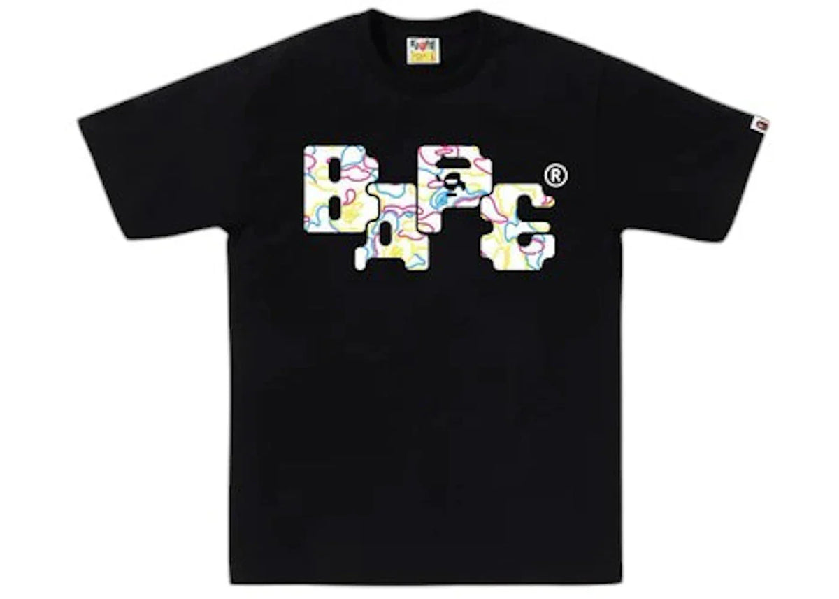 BAPE Neon Camo 8Bit Logo Tee Black