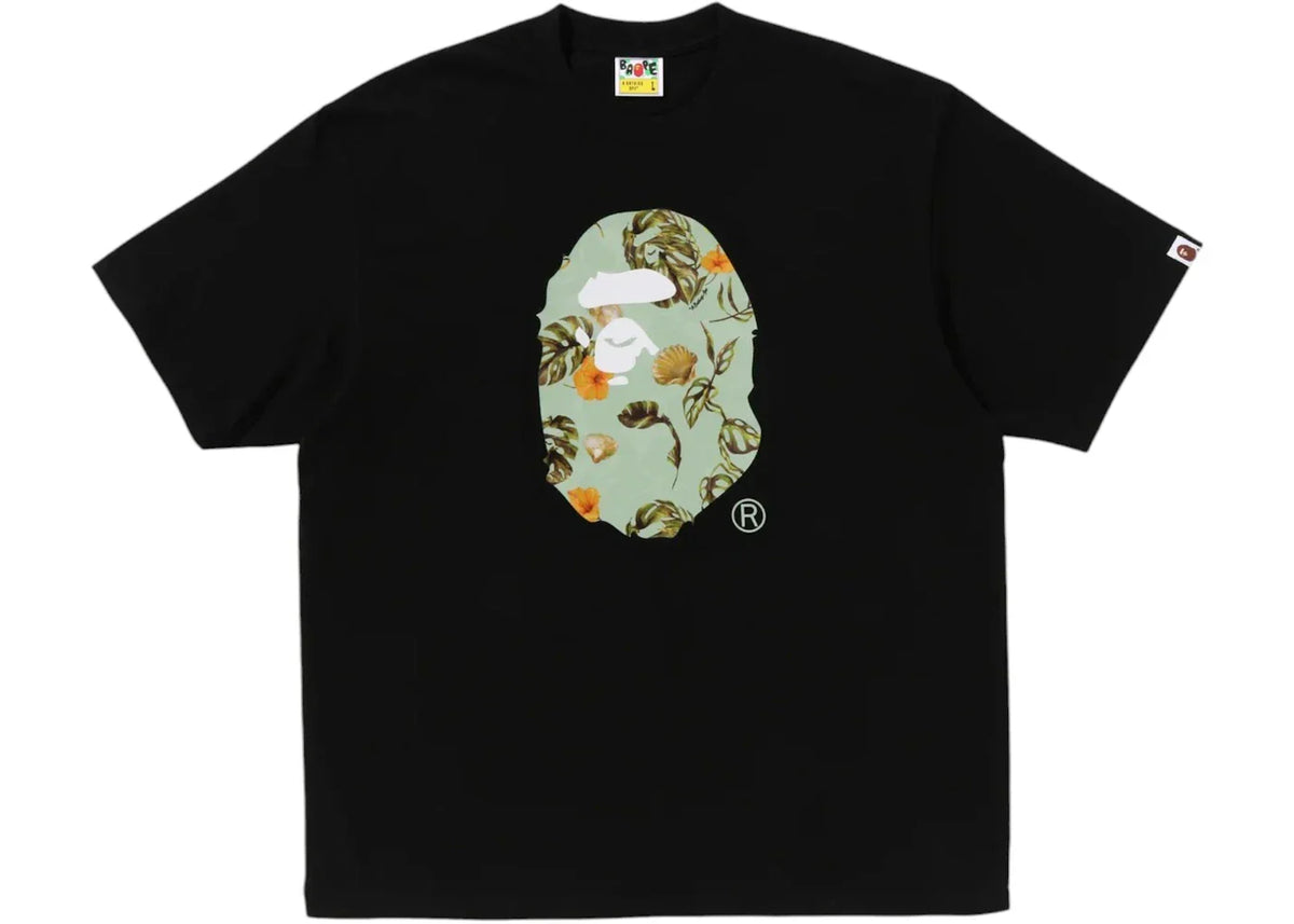 BAPE Vacation Pattern Ape Head Relaxed Fit Tee Black