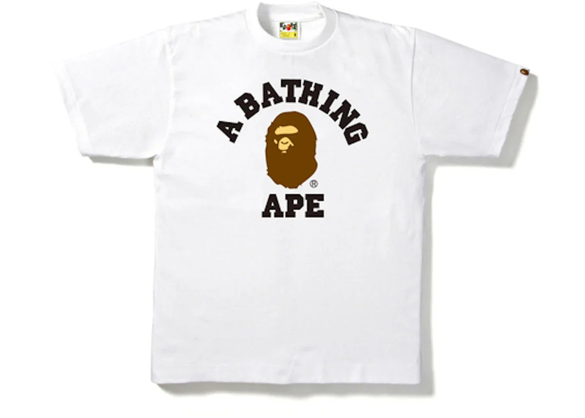 BAPE White Classic College Ape Head Tee