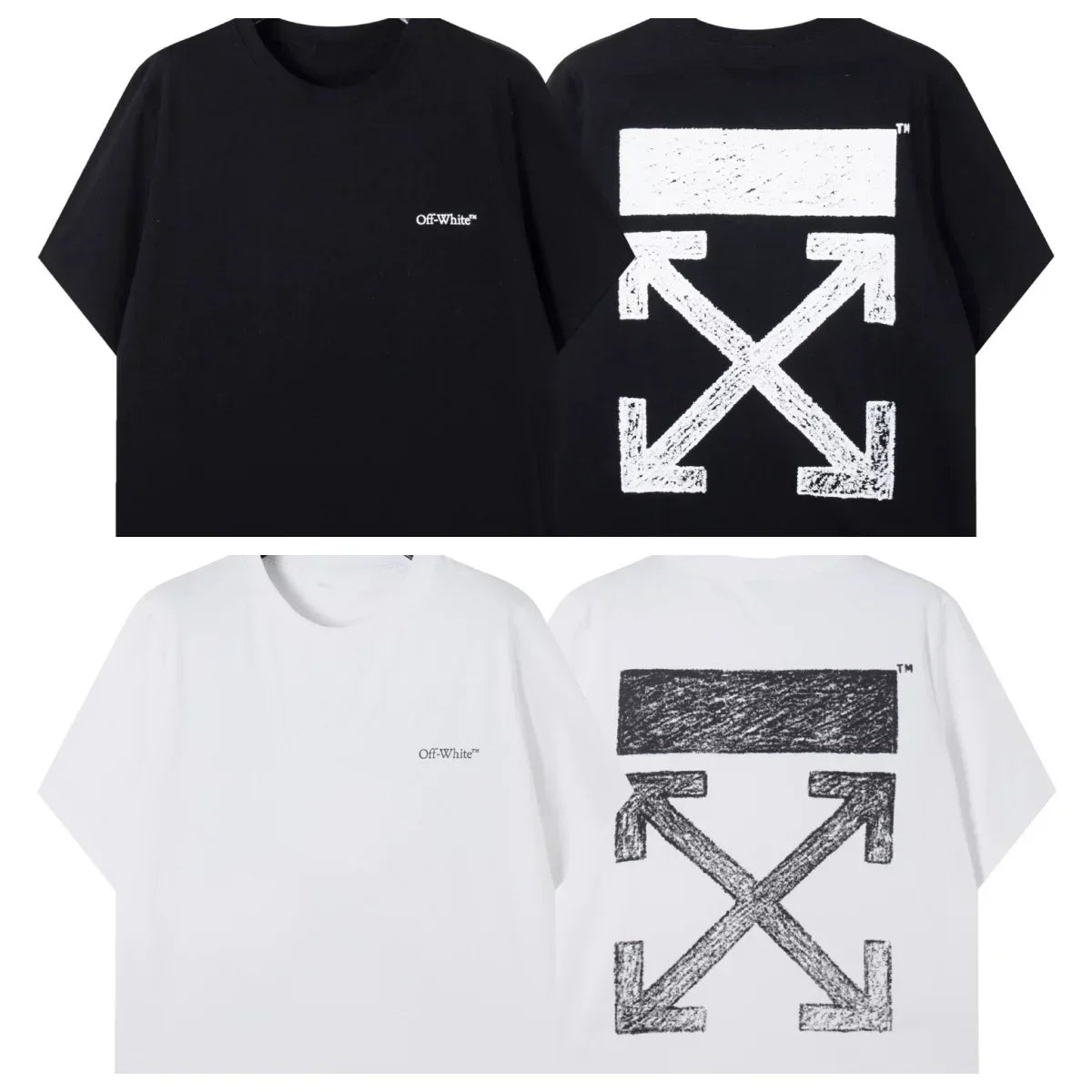 Off-White Cracked Texture Arrow Logo T-Shirt