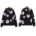"Denim Tears" Black Floral Pattern Full-Zip Hoodie