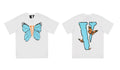 Vlone Butterfly Graphic T-Shirt - White/Blue