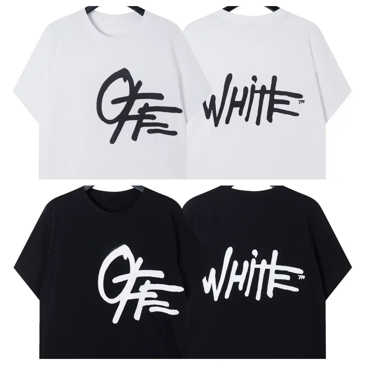 Off-White Cursive Script Arrow Logo Short Sleeve T-Shirt