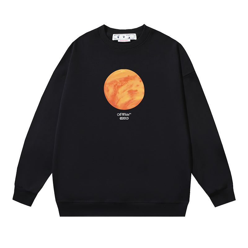 Off-White Black Orange Planet Graphic Crewneck Sweatshirt