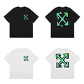 Off-White Neon Green Arrow Cross Print Short Sleeve T-Shirt